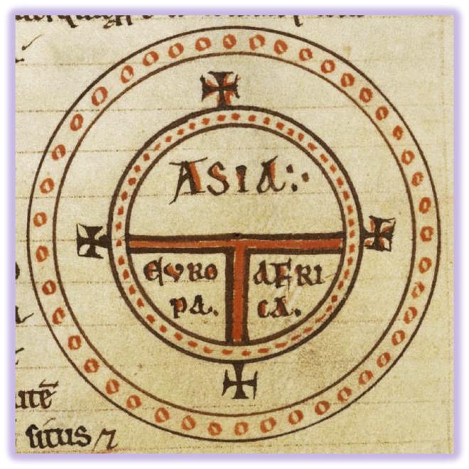 Монастырская карта T-O карта из копии Этимологии Исидора Севильского 12 в. 
